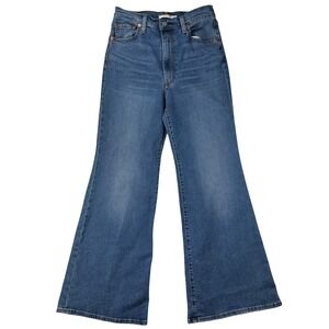 Levis Ribcage Bell Womens 29 Blue Flare Jeans High Rise Medium Wash Cotton Blend
